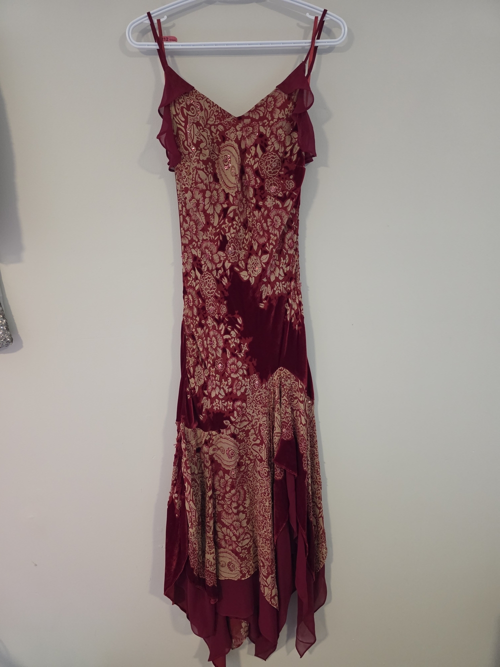 VTG Sue Wong Nocturne 90s Y2K Devoré Velvet Silk Hankerchief Fairy Midi Dress
